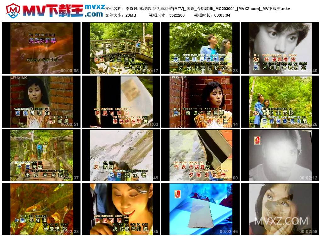 李岚风 林淑蓉-我为你祈祷(MTV)_国语_合唱歌曲_MC203001